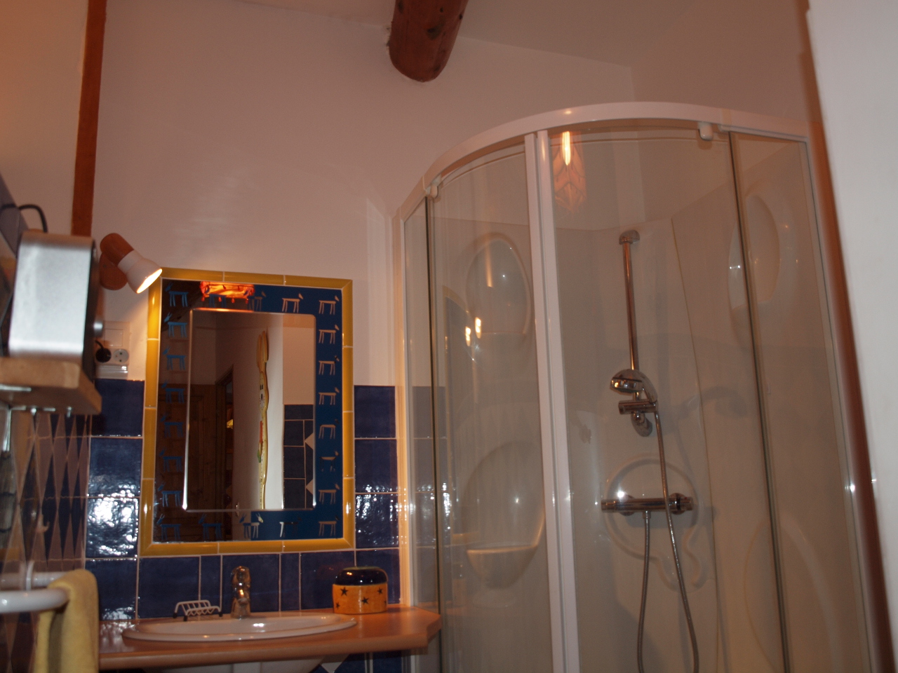 Douche de la chambre avec 2 lits